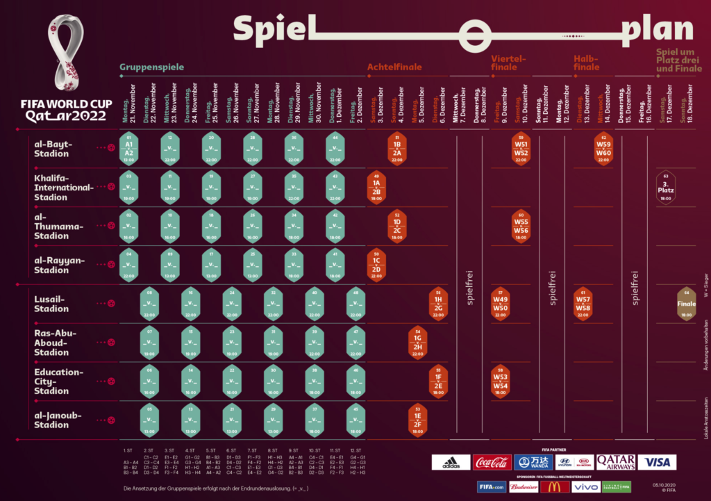 Der Fußball WM 2022 Spielplan zum Download