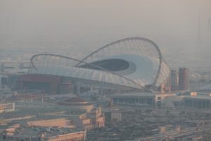 Das Khalifa International WM Stadion 2022 in Doha aus der Luft (eigene Fotoquelle)