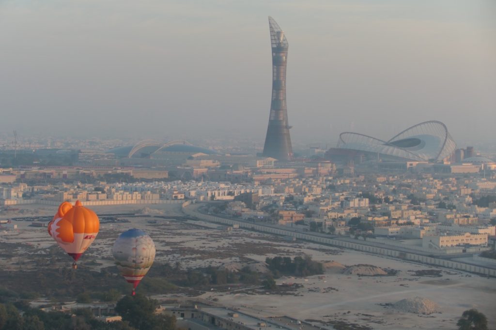 Das Khalifa International WM Stadion 2022 in Doha aus der Luft (eigene Fotoquelle)