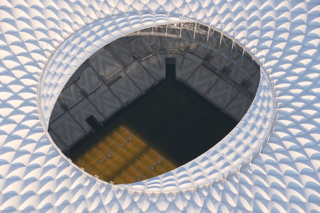 Das neue Lusail Stadion nördlich von Doha/Katar aus der Luft.(Foto: eigene Quelle)