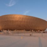 Die goldene Struktur des Lusail Stadions im Sonnenuntergang(Foto: eigene Quelle)