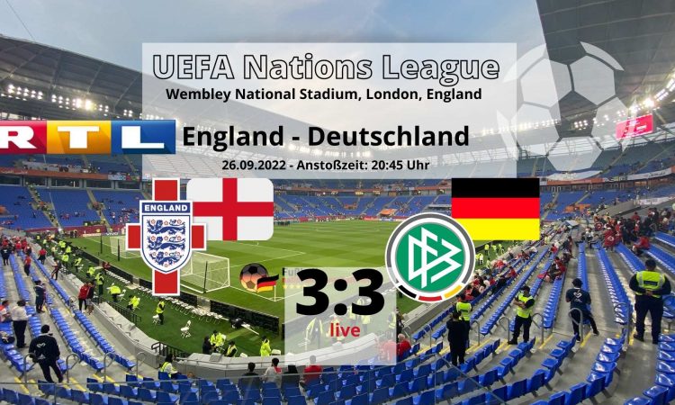 England spielt 3:3 gegen Deutschland am 26.9.2022 in der UEFA Nations League