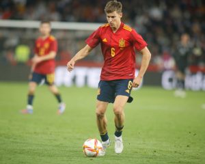 Spaniens Mittelfeldspieler Marcos LLorente in Aktion während eines Freundschaftsspiels zwischen Spanien und Island am 29. März 2022 im Riazor-Stadion in La Coruna, Spanien. — Foto von Imaxepress Depositphotos.com