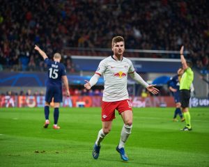 Timo Werner von RB Leipzig heute gegen Celtic Glasgow