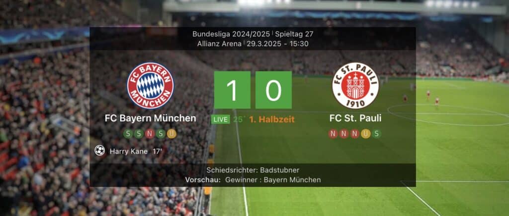 Fußball heute live: FC Bayern München - FC St. Pauli Liveticker