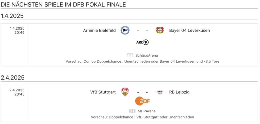 DFB Pokal Halbfinale heute