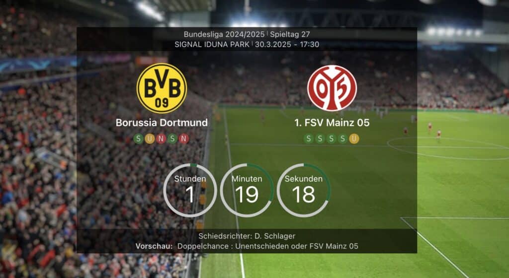 Borussia Dortmund gegen Mainz 05 heute