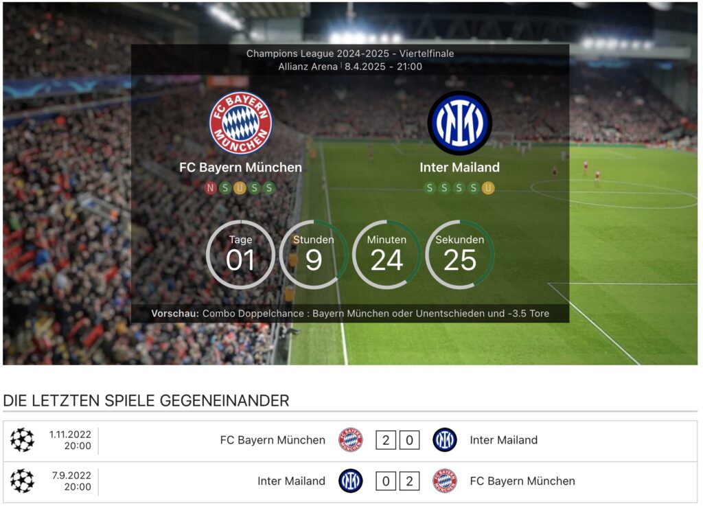 Fußball heute Champions League: Thomas Müller gegen Inter Mailand