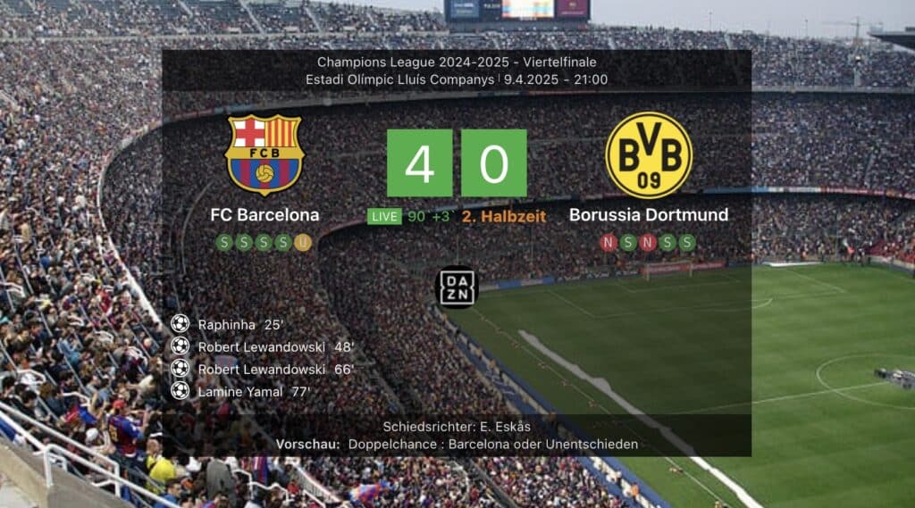 Fußball heute Ergebnis: Dortmund verliert 4:0 chancenlos