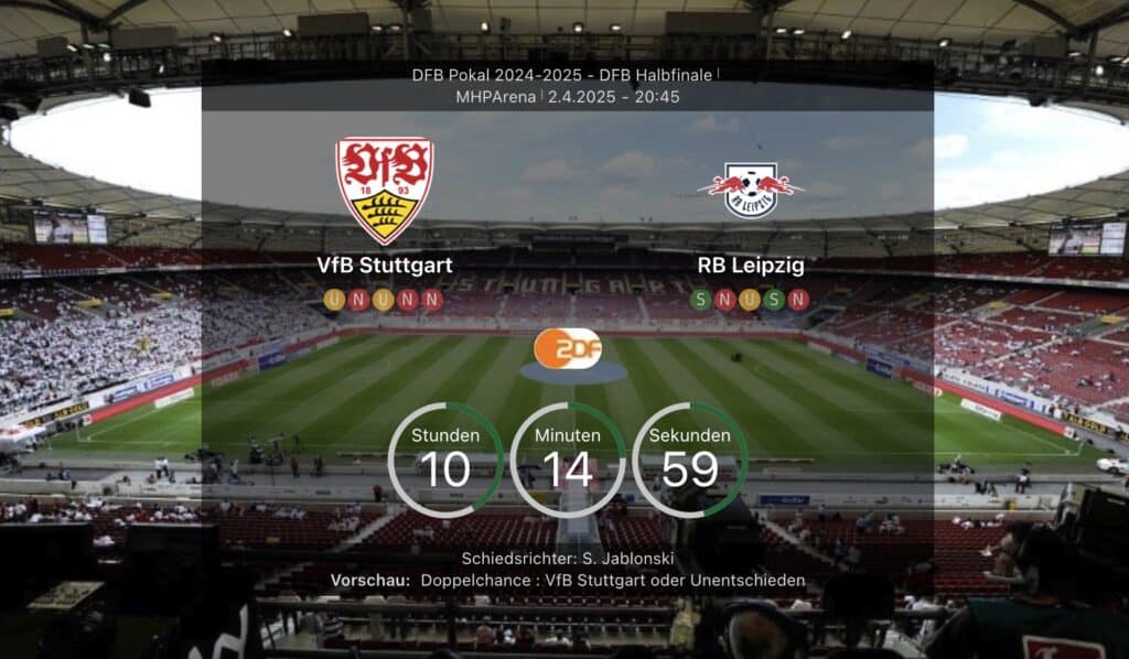 Fußball heute DFB Pokal: Stuttgart gegen Leipzig - Tipps, Prognose & Chancen