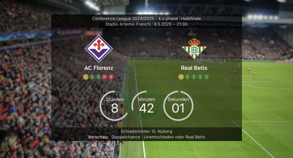 Fußball heute: Wer zeigt AC Florenz gegen Betis Sevilla?