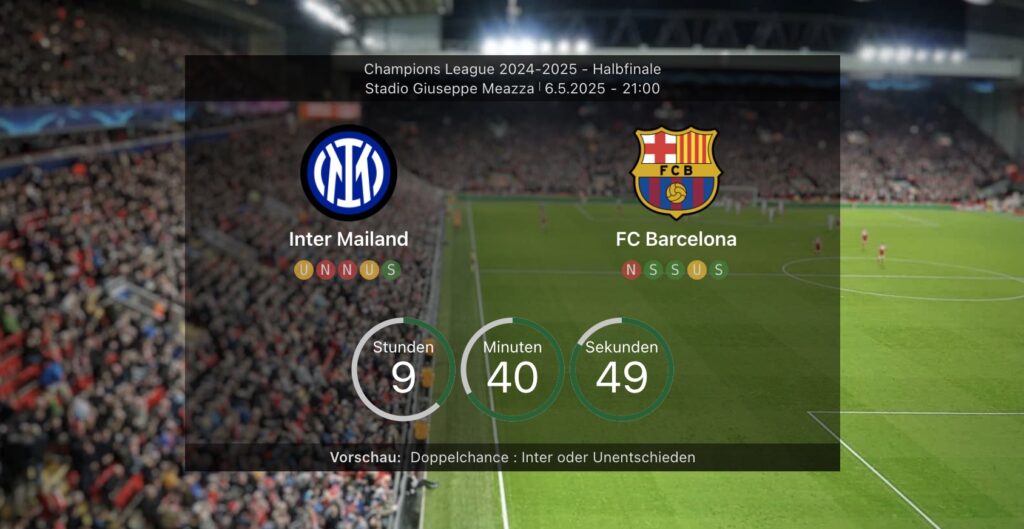 Fußball heute Aufstellungen Inter Mailand gegen FC Barcelona